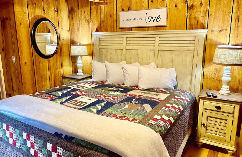 Cabin bedroom at Little Valley Mountain Resort.