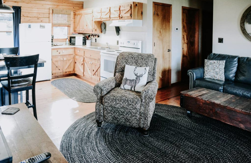 Cabin interior at Arkansas White River Cabins.