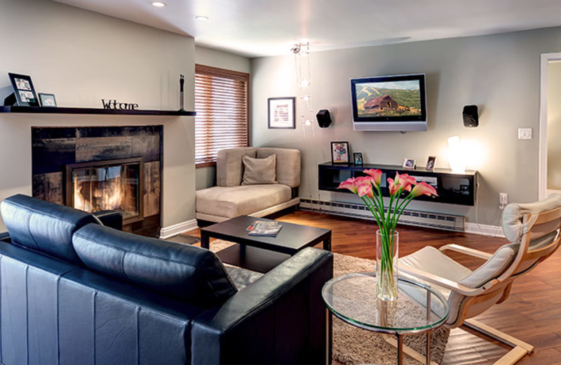 Rental living room at Bear Claw Condominiums.