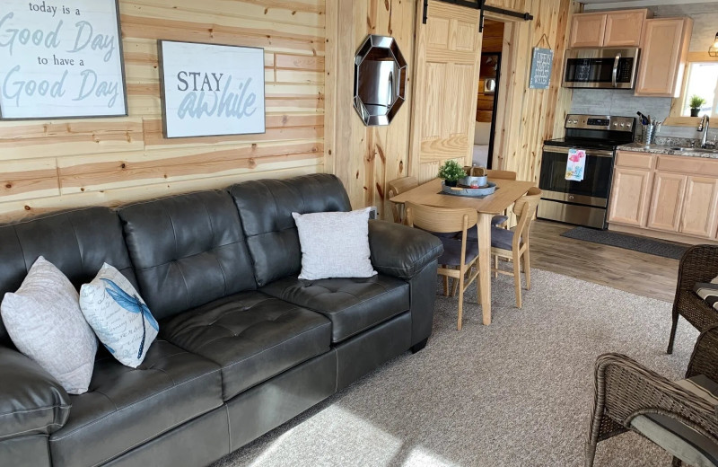 Cabin interior at Spirit Lake Resort.