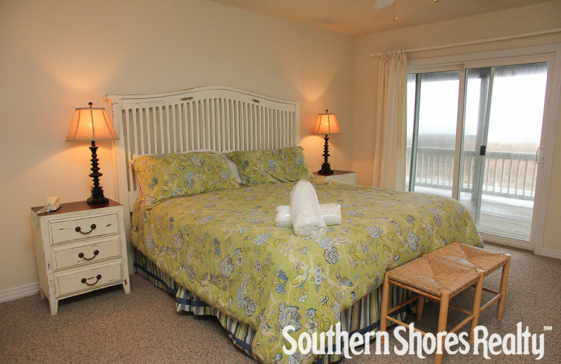 Rental bedroom at Southern Shores Realty.