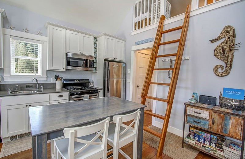 Rental kitchen at Seabrook Cottage Rentals.