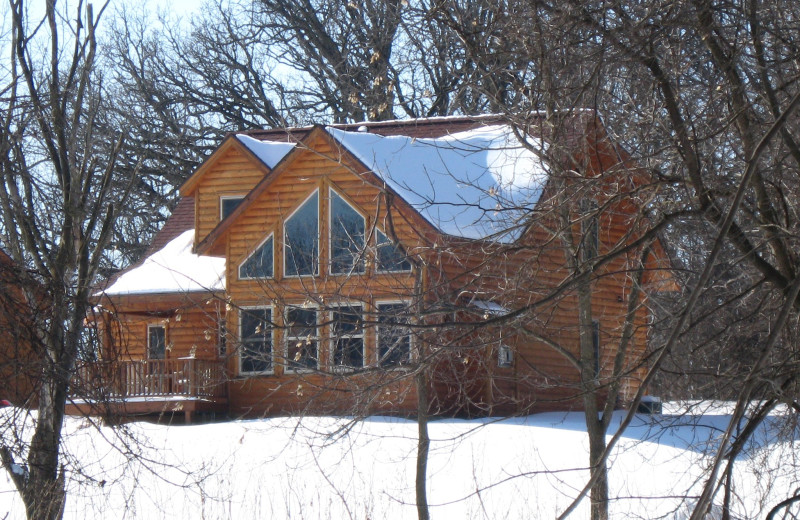 Winter exterior at Red Cedar Lodge.