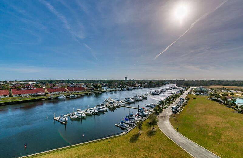 Fishing marina at Barefoot Resort Rentals.
