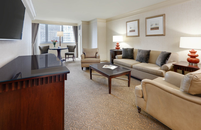 Guest room at Royal Sonesta Chicago Riverfront.