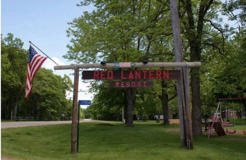 Red Lantern Resort sign.