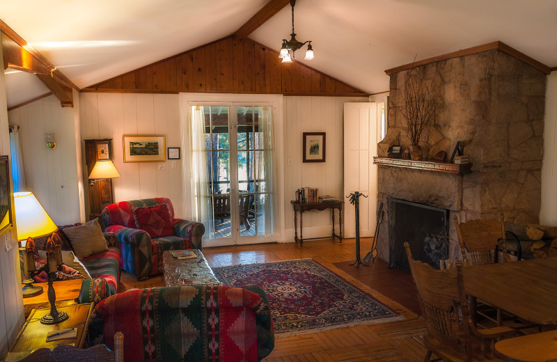 Cabin living room at White Pine Camp