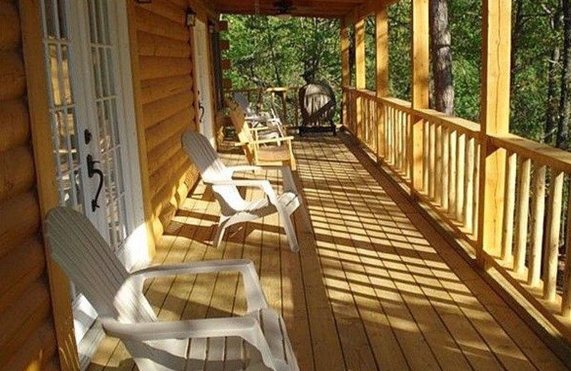 Cabin deck at Pine Ridge Log Cabins.