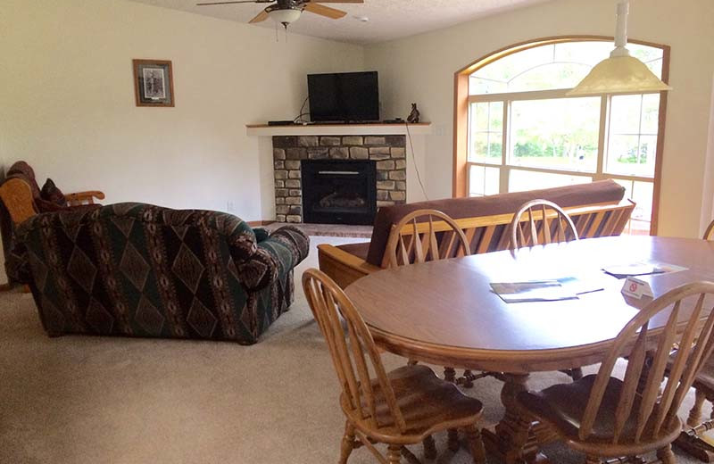 Cottage living room at Popp's Resort.