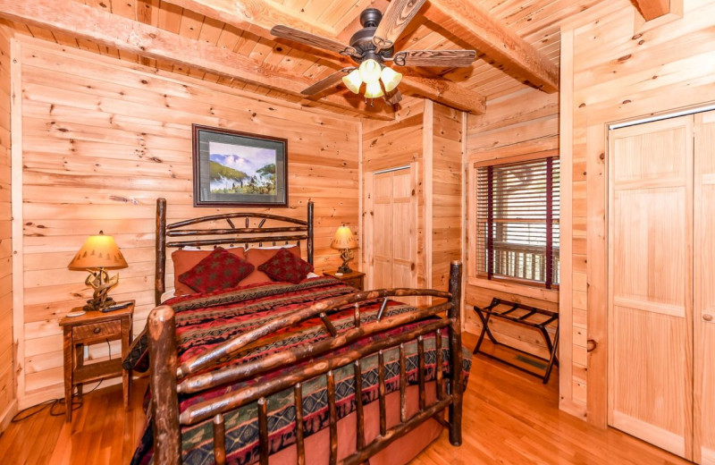 Rental bedroom at Dogwood Cabins LLC.