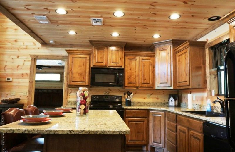 Rental kitchen at Broken Bow Cabin Lodging.