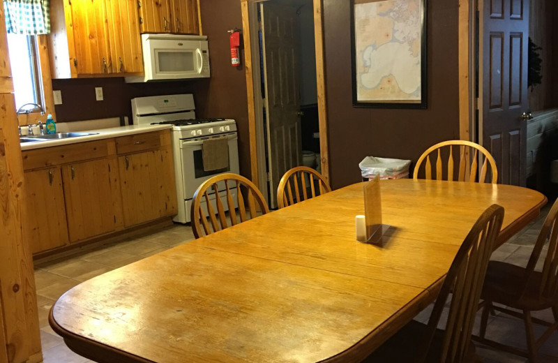 Cabin kitchen at Linder's HideAway Cabins.