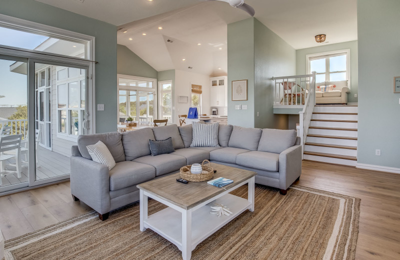 Rental living room at Sandbridge Blue Vacation Rentals.