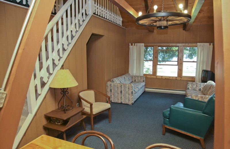 Cottage living room at Thunder Lake Lodge.