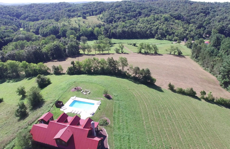 Aerial view of Old Man's Cave Chalets.