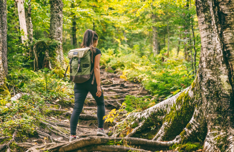 Hiking at Roaring Brook Ranch Resort & Conference Center.