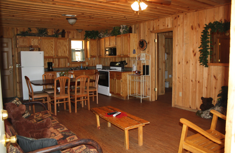 Bear Track interior at Heath Valley Cabins.