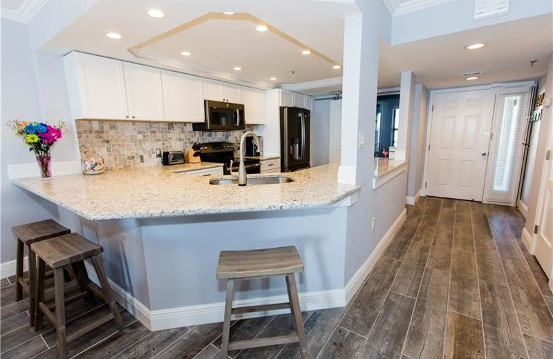 Rental kitchen at Holiday Isle Properties.