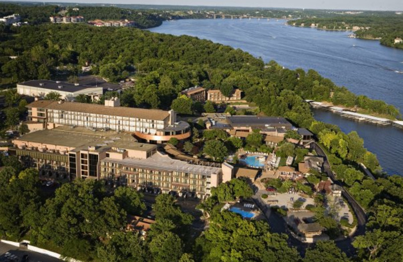 Aerial view of The Lodge of Four Seasons.
