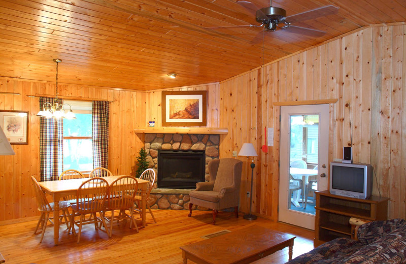 Cabin living room at Pine Terrace Resort.