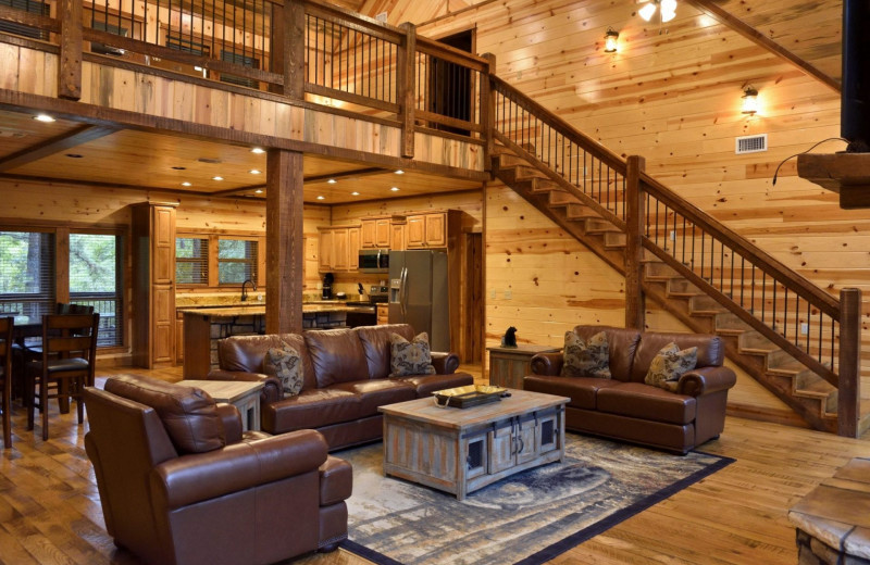 Rental living room at White Glove Luxury Cabins.