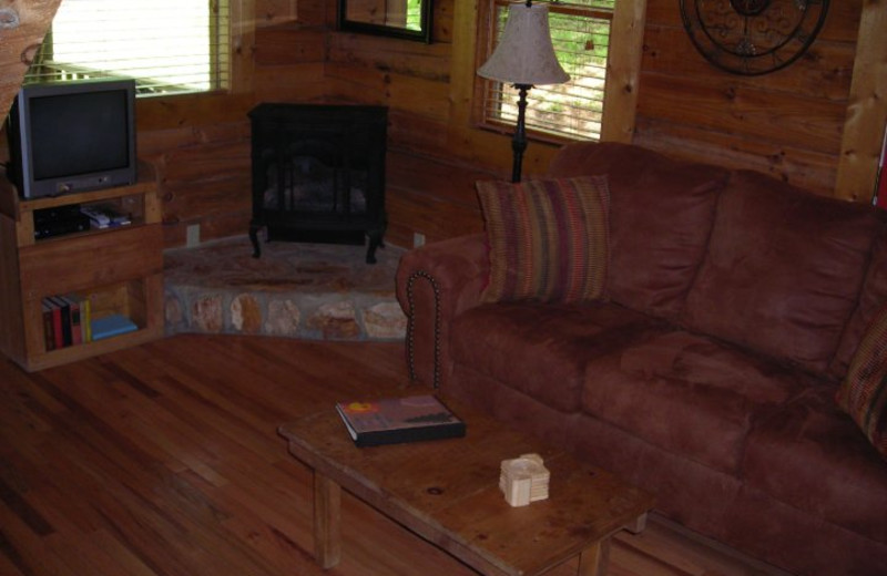 Cabin living room at Rock Creek Cabins.