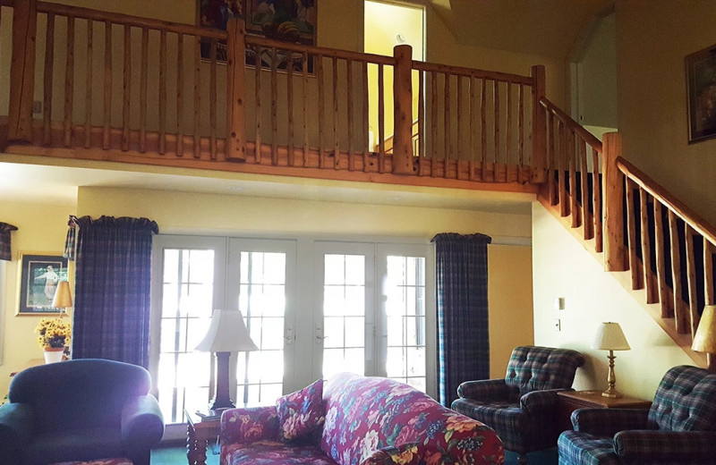 Cabin living room at Drummond Island Resort and Conference Center.