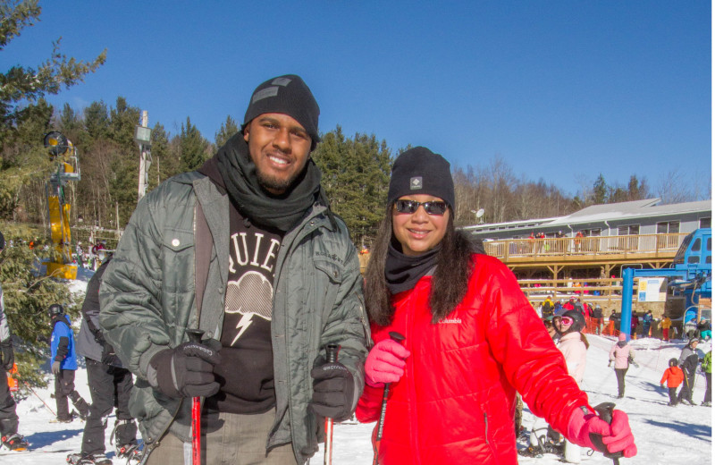 Couple enjoying a skiing break near Lambuth Inn.