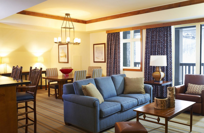 Guest living room at Stowe Mountain Lodge.