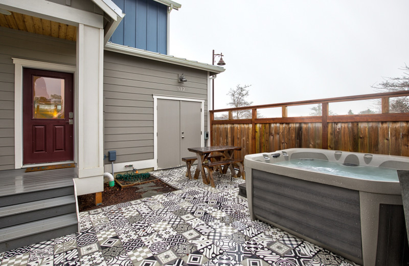 Rental hot tub at Oyhut Bay Seaside Village.