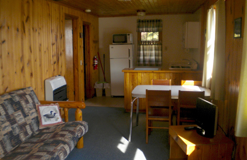 Cabin interior at Moose Lake Resort.