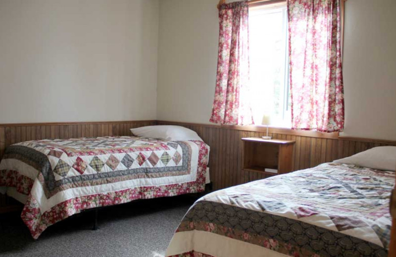 Cabin bedroom at Ballard's Resort.