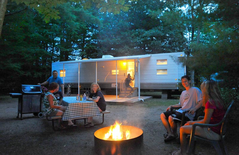 Family campfire at Lake George RV Park.