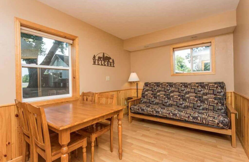 Cabin living room at Barrett Lake Resort.