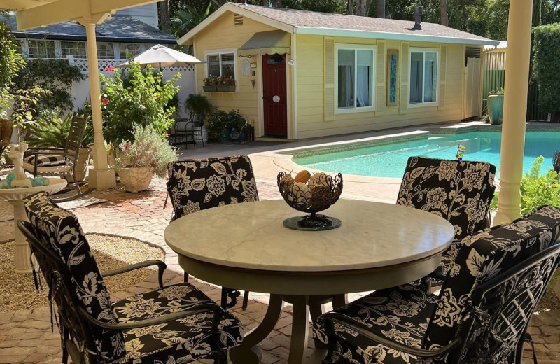 Outdoor pool and patio at Harkey House Bed 