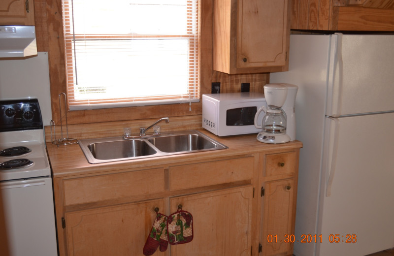 Cabin kitchen at Big Buck Resort.