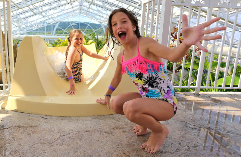 Indoor water slide at Crystal Springs Resort.