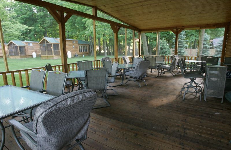 Cabin porch at Lakeside Cabins Resort.