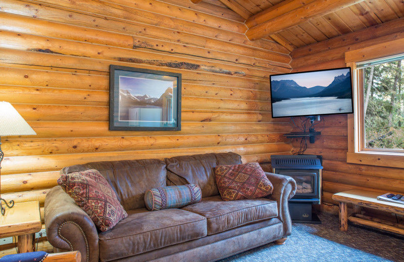 Cabin living room at North Forty Resort.