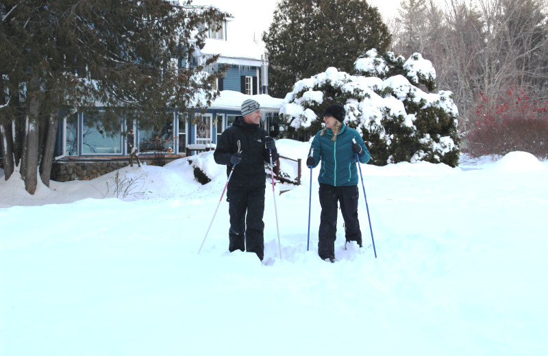 Explore the woods around the Darby Field Inn on snowshoe!  We rent them here, or bring your own.