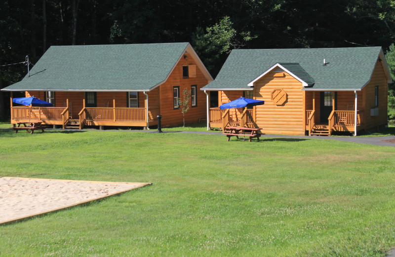 Cabin exterior at Catskill Mountains Resort.