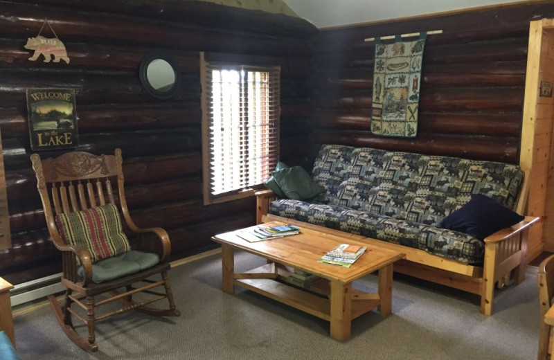 Cabin living room at Blackduck Lodge & Resort.