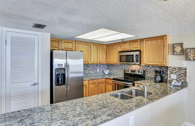 Rental kitchen at Beach Place Condominiums.