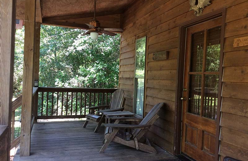 Cabin porch at Berry Creek Cabins.