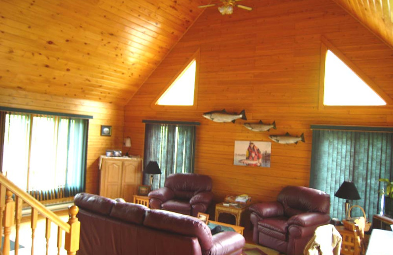 Cabin living room at Country Haven Lodge.