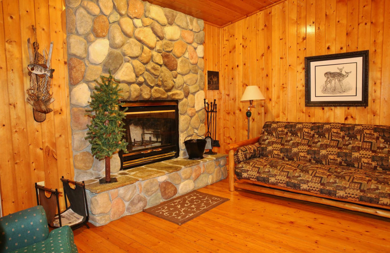 Cabin living room at Pine Terrace Resort.