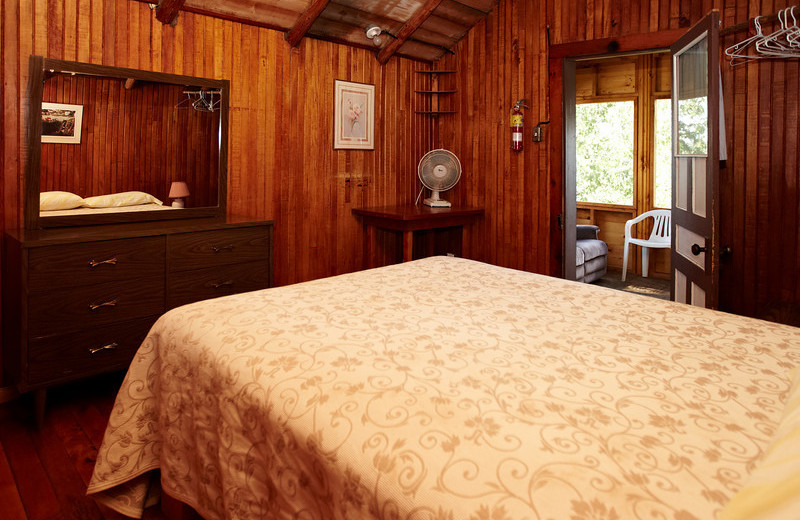 Cabin bedroom at Fernleigh Lodge.