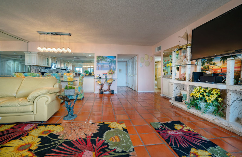 Rental living room at 1800 Atlantic, All Florida Keys Property Management.