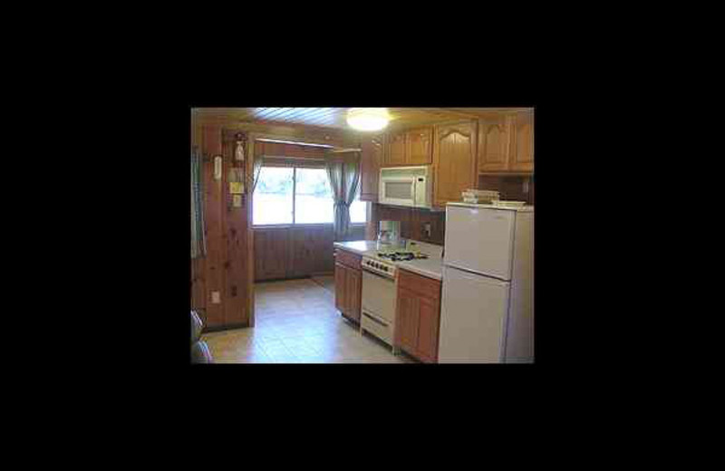 Cabin kitchen at Voyageur Cove Resort.