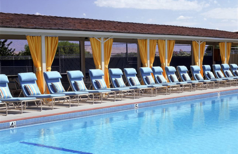 Lounge chairs by the pool at Smoke Tree Ranch.